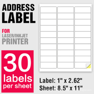 A4 Sheet self adhesive paper sticker 30 labels Amazon sku barcode address label